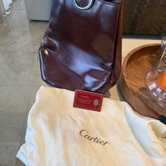 Cartier Vintage Leather Bag Must de Cartier Brown Shoulder Bag Authentic w/ Card main image 3